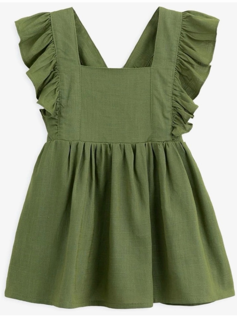 Olive Green Ruffled Sundress for Toddler - Picture 2 of 3